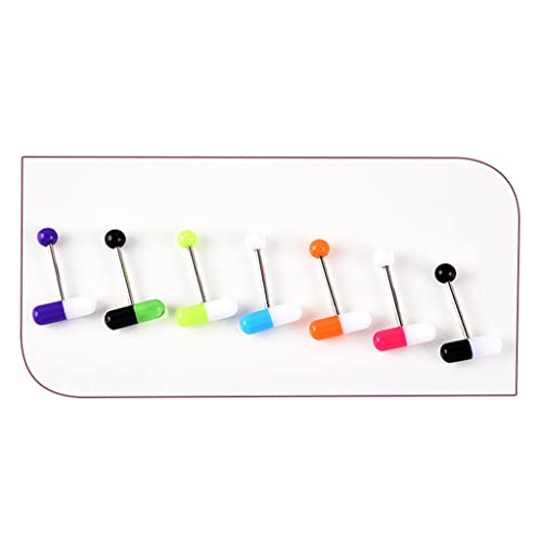 Generic 10Pcs Multicolor Stainless Steel Tongue Barbell Set - Modern Piercing Jewelry