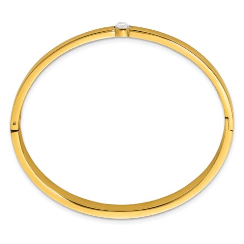 Chisel Crystal Hinged Bangle in Stainless Steel with Yellow IP Plating, 6mm