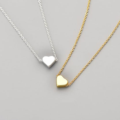Zeffy Dainty Gold Heart Necklace for Women Trendy 14K Gold/Silver Plate Cute Heart Pendant Choker Necklaces Gold Love Heart Chain Necklace for Women Dainty Gold Jewelry Gifts for Women - style: Tiny Heart Necklace-Silver