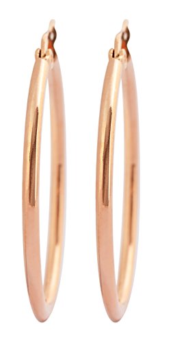 Rounded Hoops Earrings (20mm-60mm Diameter) - color: Rose Gold 30mm