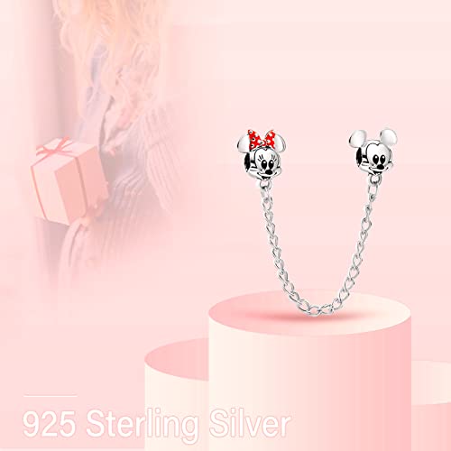 MITSOKU 925 Sterling Silver Charms for Bracelets Necklaces Animal prototype Pendant Safety Chain Dangle Pendants Beads Christmas Day Charms Jewelry Gift for Women - style: Cartoon Mouse&Safety Chain