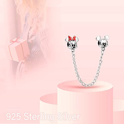 MITSOKU 925 Sterling Silver Charms for Bracelets Necklaces Animal prototype Pendant Safety Chain Dangle Pendants Beads Christmas Day Charms Jewelry Gift for Women - style: Cartoon Mouse&Safety Chain