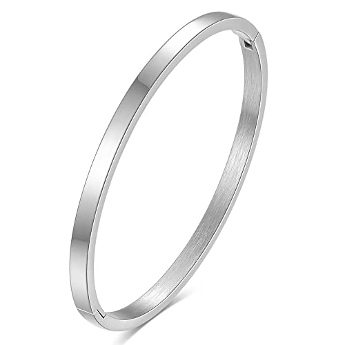 MYNENEY Womens Bracelets Stainless Steel Pave Cubic Zironia Stackable - color: 4mm-Silver, size: 6.3 Inch