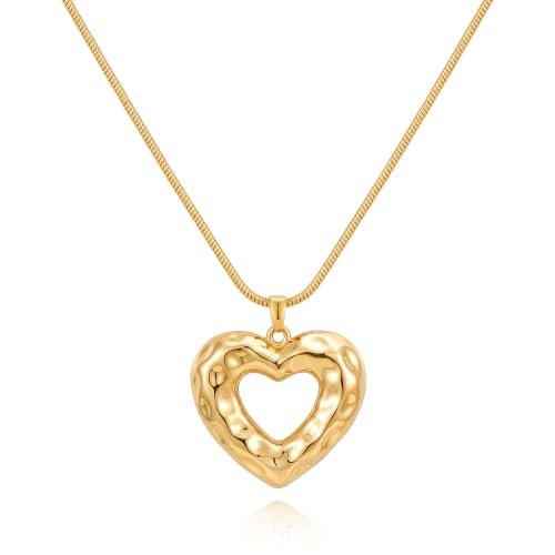 Boho Chunky Gold Statement Necklaces for Women Beach Jewelry Gifts | Versatile Everyday Wear, Pairs with Any Outfit, Ideal Gift for Any Occasion, Easy to Layer, Lightweight, Hypoallergenic - style: Hammered-Gold-D