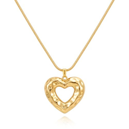 Boho Chunky Gold Statement Necklaces for Women Beach Jewelry Gifts | Versatile Everyday Wear, Pairs with Any Outfit, Ideal Gift for Any Occasion, Easy to Layer, Lightweight, Hypoallergenic - style: Hammered-Gold-D