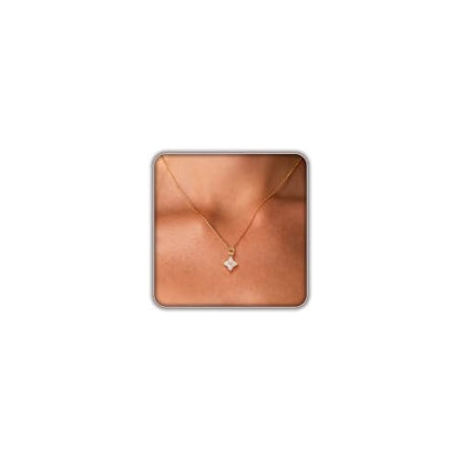Gold Necklace for Women, Dainty 14K Gold Plated Pendant Necklaces for Women Trendy Simple Choker Chain Cubic Zirconia Circle/Interlocking/Sun/Pearl Necklace Fashion Jewelry Charm Gifts - color: Four-Leaf Clover-Cable