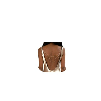 Elegant Multi Layered Rhinestone Back Chain Jewelry Crystal Bridal Back Necklace Chain Sexy Bikini Rhinestone Shoulder Chain Wedding Backdrop Jewelry for Women - color: Gold