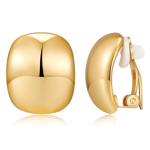 MUYAN Dainty Chunky Clip On Earrings for Women Multiple Styles Gold Silver Retro Clip Earrings - color: Gold
