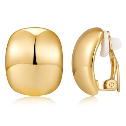 MUYAN Dainty Chunky Clip On Earrings for Women Multiple Styles Gold Silver Retro Clip Earrings - color: Gold