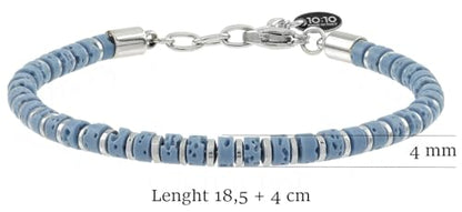Beaded Bracelet for Men and Women – Natural Lava Gemstone Bracelet, Hematite and Stainless Steel – Adjustable, Durable and Elegant – Made in Italy - color: Turquoise