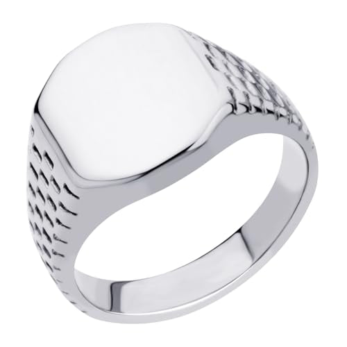 555Jewelry Stainless Steel Solid Plain High Polish Round Signet Ring for Men - color: Square Silver
