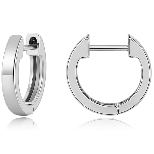 Gacimy Gold Huggie Earrings for Women, 14K Real Gold Plated, Small Hoop Earrings Cartilage Ear Cuff - color: White Gold, size: 13MM