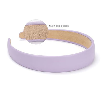 WantGor 1 Inch PU Leather Headband, Wide Padded Hairband Fashion Hair Bands | Cute Womens Headbands Holiday DIY Hair Accessories (Purple) - color: Purple