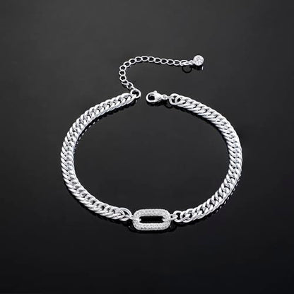 Moodear Gold Ankle Bracelets for Women Waterproof,14K Gold Plated Anklets | Waterproof, Non Tarnish Cuban Link Anklets, Trendy Jewelry Accessories for Summer Vacation, Beach Gifts for Women - style: Silver Cuban CZ Paperclip