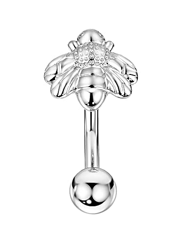 Belly Button Ring Dangle, Cross Belly Button Ring, Navel Piercing | 316L Surgical Steel, AAA+ Cubic Zirconia, Nickel-Free, Hypoallergenic, Multi-Style, 14 Gauge 10 mm Screw On Piercing Stud - style: Bee