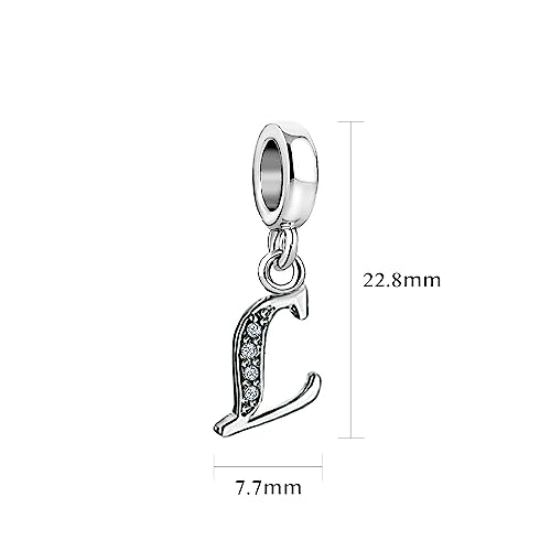 LSxAB Sparkling Initial Letter Charm Compatible with Pandora Charms Bracelets for Women A-Z Pendant Jewelry - style: L