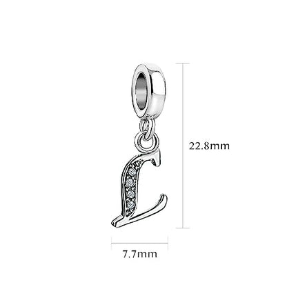 LSxAB Sparkling Initial Letter Charm Compatible with Pandora Charms Bracelets for Women A-Z Pendant Jewelry - style: L