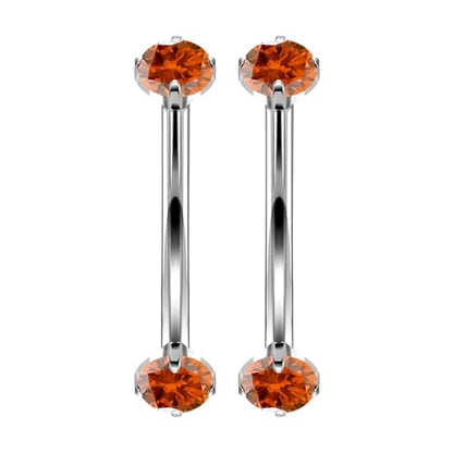 16G Astm F136 Titanium Eyebrow Piercing Jewelry Curved Barbell Eyebrow Ring Vertical Labret Lip Jewelry Daith Rook Earrings Navel Small Belly Button Ring Piercing Jewelry for Women Men CZ - style: 16G, 6MM Length, Orange CZ