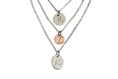 Triple Disc Layered Necklace Set, Monogram Layering Necklace, Stacked Necklaces, Multi Strand Necklace, Family Initial Necklaces, Kid's Initials