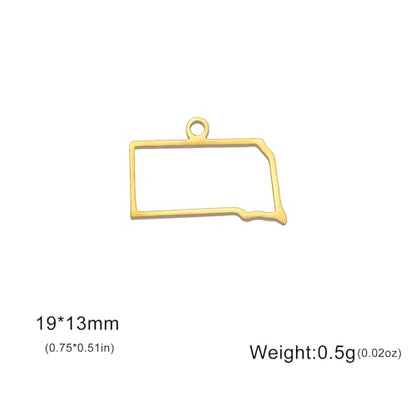 kkjoy 5Pcs Hollow Continents Maps of USA Pendant Charms for Jewelry Making and Crafting, Stainless Steel Mini Charm Craft Supplies Accessories for DIY Bracelet Necklace Earrings - color: Hollow South Dakota Map - Gold