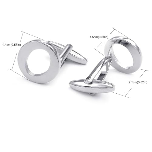 HONEY BEAR Initial Letter Cufflinks for Men Wedding Business | Personalized, Tarnish-Resistant, Steel-Plated Copper Base, Gift Box, for Groomsmen, Father, Husband, Anniversary - style: O Silver