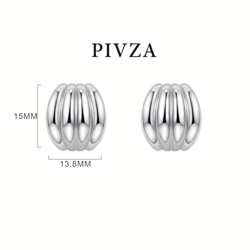 Statement Chunky Gold Earrings for Women Unique Square Stainless Steel Heaven Mayhem Button Stud Earrings Trendy Jewelry - style: Silver Striped