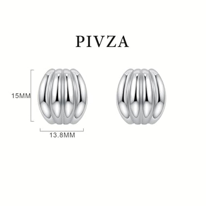 Statement Chunky Gold Earrings for Women Unique Square Stainless Steel Heaven Mayhem Button Stud Earrings Trendy Jewelry - style: Silver Striped
