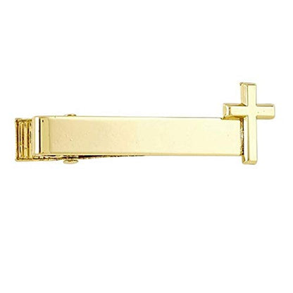 Needzo Gold Tone First Communion Tie Clip with Cross, Catholic Boys Outfit Accessory, Gift for Godson, 1 1/4 Inches