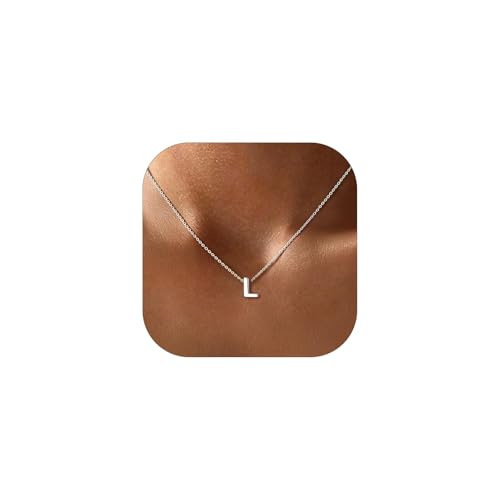 ChicSilver 925 Sterling Silver Initial Necklace for Women Dainty Letter Jewelry Personalized Gift - style: 12.L