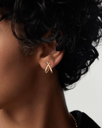Stud Earrings for Women- 14K Gold/White Gold Plated/Black Bow Dragon Softball Snake Bat Stud Earrings - color: Ear Cuff Stud