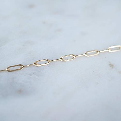 kelistom 14K Gold Filled Stainless Steel Paperclip Chain Bracelet for Women, 7.5” Rectangle Link Bracelets, Waterproof and Never Tarnish - color: 14K gold