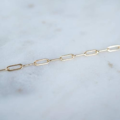 kelistom 14K Gold Filled Stainless Steel Paperclip Chain Bracelet for Women, 7.5” Rectangle Link Bracelets, Waterproof and Never Tarnish - color: 14K gold