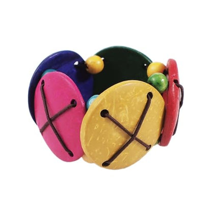 KIFEDSLJ Colorful Wooden Beads Stretch Bracelet Handmade Wide Chunky Bangle Bohemian Wood Wristband for Women Jewelry - color: colorful A