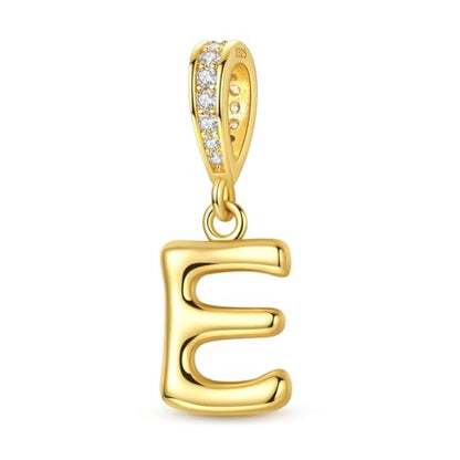Hapour Gold Initial Letter Charms 925 Sterling Silver Alphabet Beads | 14K Gold Plated, A-Z Letter Charms, For Bracelets Necklace, Cubic Zirconia, DIY Dangle Pendant Beads, For Women Mom - color: Golden initial letter E