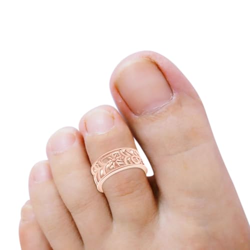 Adjustable Flower Toe Ring for Women | Metal: Sterling Silver - color: rose-gold