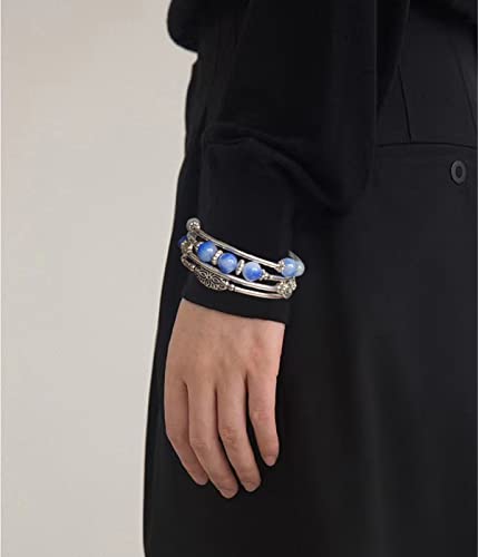 FULU AUTUMN Stackable Beaded Bracelets for Women Boho Wrap Silver Bracelet Layered Fashion Jewelry Gifts for Her - color: 17-Sapphire