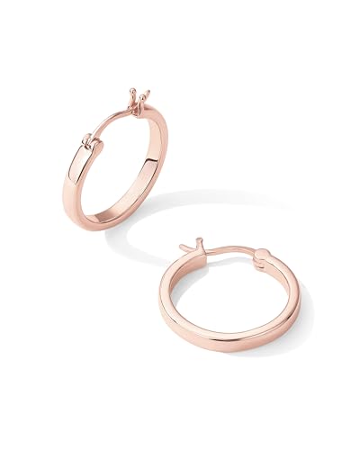 PAVOI 14K Gold Plated 925 Sterling Silver Post Lightweight Hoops | 20mm - 30mm Earring | Gold Hoop Earrings for Women - color: Rose Gold, size: 20 Millimeters