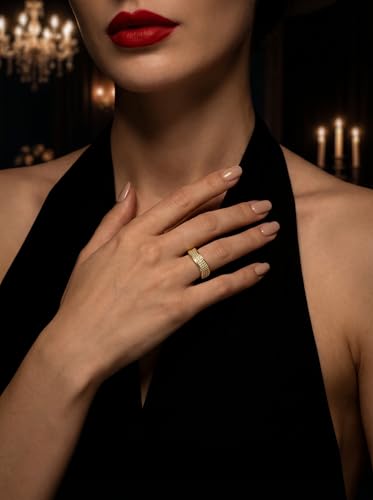 HEXAJOLIE Ribbon Statement Band Ring for Women | Elegant Gold Jewelry Accessories | Perfect for Party & Date Night | Hypoallergenic & Durable - color: Gold