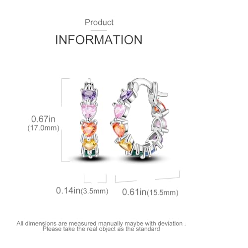Parmuz 925 Sterling Silver Butterfly Huggies Hoop Earrings for Woman | Gold Plated Cubic Zirconia Star Moon cross Twisted huggie Hoop Post Chunky Small Tiny cuff Snake Heart Earring Gift for Her - color: colorful love earring