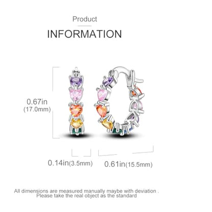 Parmuz 925 Sterling Silver Butterfly Huggies Hoop Earrings for Woman | Gold Plated Cubic Zirconia Star Moon cross Twisted huggie Hoop Post Chunky Small Tiny cuff Snake Heart Earring Gift for Her - color: colorful love earring