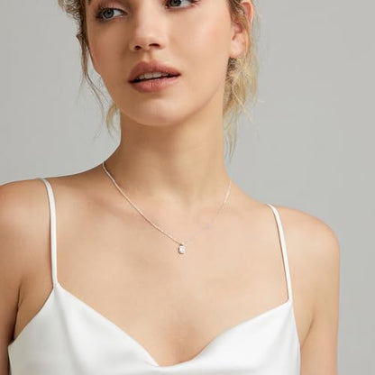 Zeffy Diamond Necklaces for Women, Dainty Gold Necklace 18k Gold Plated Layered Necklaces Simple Gold CZ Diamond Pendant Necklaces for Women Trendy Jewelry Gifts for Girls - color: Silver Solitaire Diamond Necklaces