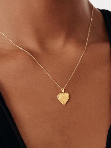 U7 Women Locket Necklace, Heart Photo Lockets Hold Picture, Gift Box Packed | Gold/Silver/Rose Locket Charm, Custom Picture and Engravement Heart Pendant, 20" Chain, Personalized Gift for Mom Wife Friend - color: 04# Gold(Tree of Life)