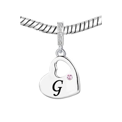 KunBead Initial A-Z Letter Pink Heart Alphabet Birthday Dangle Love Charms Compatible with Pandora Charm Bracelet for Auntie Friend Sister Mom Daughter Nana Granddaughter Wife - style: Letter G