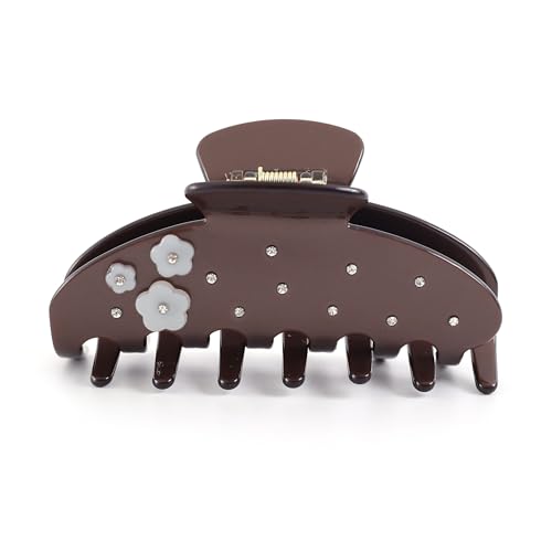 Large Claw Clips For Thick Hair 4 Inch Acetate Hair clips Women | Acetate NonSlip Strong Hold, Jumbo Jaw Clips Accessories for Thick Heavy Curly Long Hair ,4Inch Brown Jaw Clips - color: brown