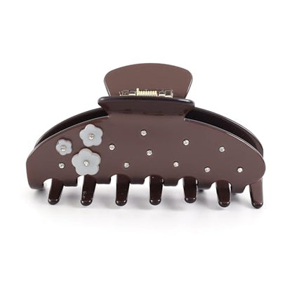 Large Claw Clips For Thick Hair 4 Inch Acetate Hair clips Women | Acetate NonSlip Strong Hold, Jumbo Jaw Clips Accessories for Thick Heavy Curly Long Hair ,4Inch Brown Jaw Clips - color: brown