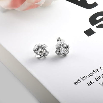 VOLUKA Cubic Zirconia Stud Earrings for Women - Hypoallergenic Earrings for Sensitive Ears - Simulated Diamond CZ - style: Knot