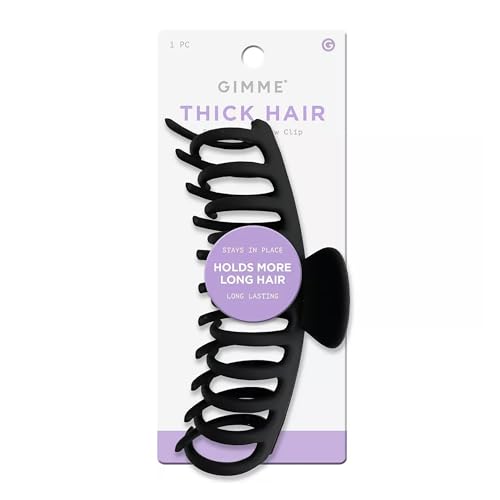 Gimme Beauty XL Barrel Claw Clip for Thick Hair - Double Row Holder for Maximum Volume - Large Non-Slip Accessory - Trendy Hair Care Essential - Black - color: Black, size: 1 Count (Pack of 1)