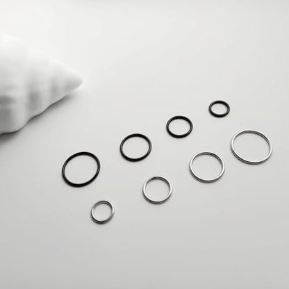 4/8Pcs 20G 18G 16G Nose Rings Hoops Surgical Steel | Nose Seamless Hinged Clicker Segment Septum Lip Rings Conch Tragus Cartilage Daith Rook Piercing Jewelry 6mm 8mm 10mm 12mm - color: Silver&Black, size: 18G*(6/8/10/12mm)-8pcs