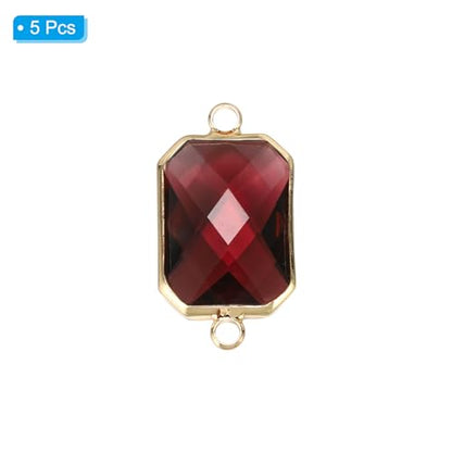 PATIKIL Birthstone Connector Link, Diamond Clear Charm Links, Glass Jewelry Findings Crystal Bead Link for Drop Dangle Pendants Necklace Bracelet Earring - color: Light Red