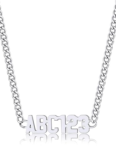 GoldChic JEWELRY Name Necklace Personalized for Men, Womens Custom Name Plate Chain, Stainless Steel Customized Old English Nameplate Choker with Curb Chains Custom, 16 inches to 30 inches - color: Curb Chain 4 mm - Steel(Small Pendant)